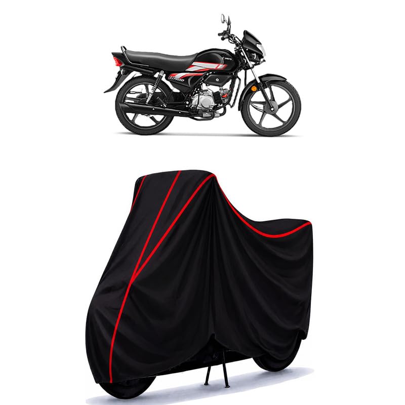 Image of Hero HF Dawn Water Resistant Bike Cover for All Motorcycles & Rain | Heavy Duty Taffeta Fabric | UV Protection, Dustproof, Scratchproof | All Weather Two Wheeler Body Cover with Elastic Bottom