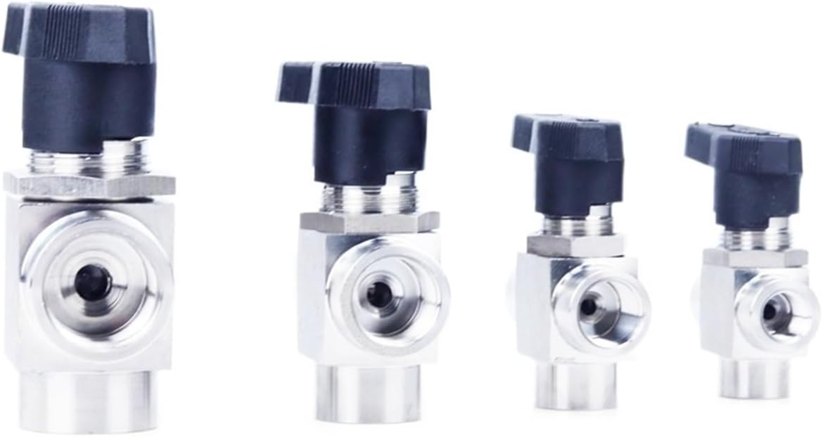 2Pcs Tee 3 Way Female Thread 304 Stainless Steel Adjustable Flow Control Shut Off Ball Valve Water(1/8")