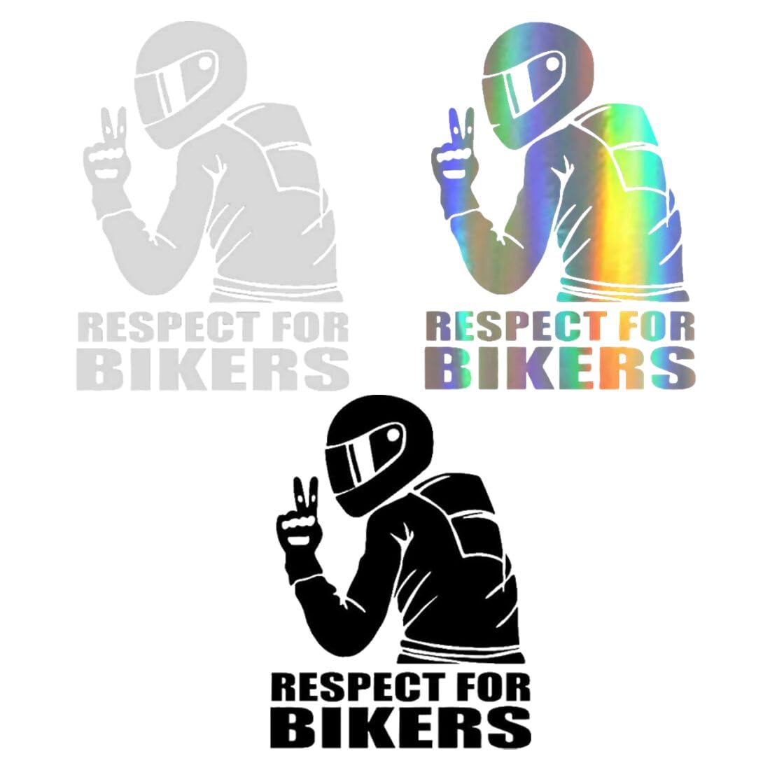 Automobile Decals, adesivi moto 6 adesivi per auto e moto "Respect" da motociclista 15 x 11 cm divertenti adesivi per finestre adatti per moto e auto (nero, bianco, colorato)