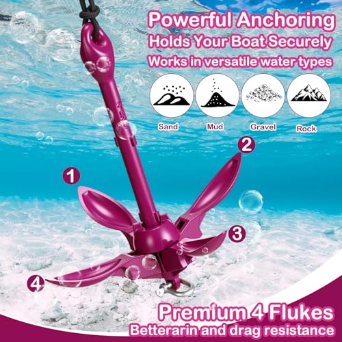 Image of Lounsweer 2 Pack 1.5 /3.5 lb Marine Kayak Anchor Kit Folding Grapnel Anchor Kit Boat Kayak Fishing Accessories for Small Boats Kayaks Canoe Paddle Boards