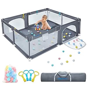 Baby Playpen Portable Extra Large Playpen for Babies and Toddlers with Gate Safety Play Yard Kids Play Area Indoor…