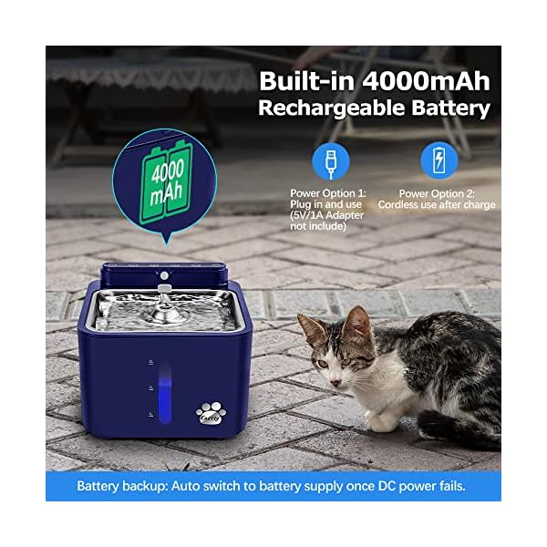 Wireless-Rechargeable-Battery-Operated-Cat-Water-Fountain-Kastty-108oz32L-Larger-Quiet-Automatic-Cat-Fountain-with-Smart-3-Flow-ModesFoodgrade-304-Stainless-Steel-Dish-for-Pets-Inside-or-Outdoor Multi Functional Pet Water Fountain