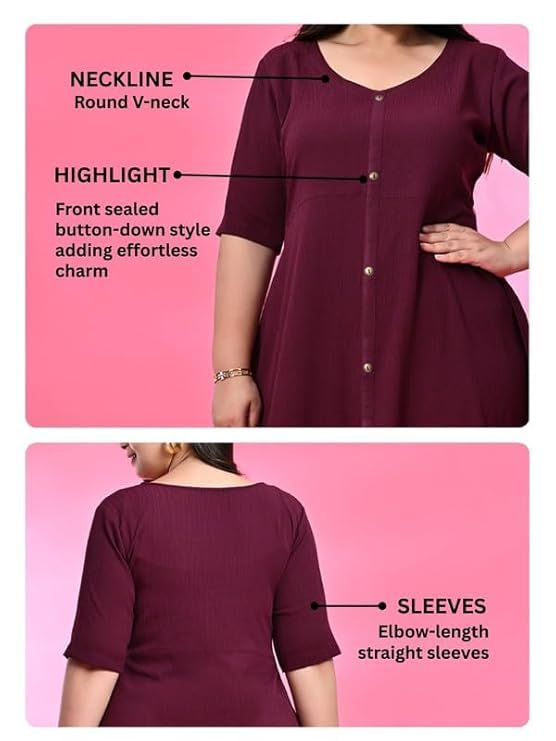 Image of PrettyPlus by Desinoor.com Women's Plus Size Kurta | Ethnic Kurta for Women | Office & Festive Traditional Kurta Firozi