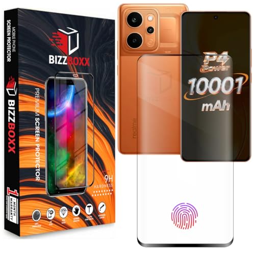 Image of Compatible With realme P4 Power 5G Full Glue 4D Curve+ Tempered Glass Screen Protector Guard With Curved Edges - Fingerprint Working, UV Glue Not Required (For P4 Power, 6.8 Inch) - Pack of 1