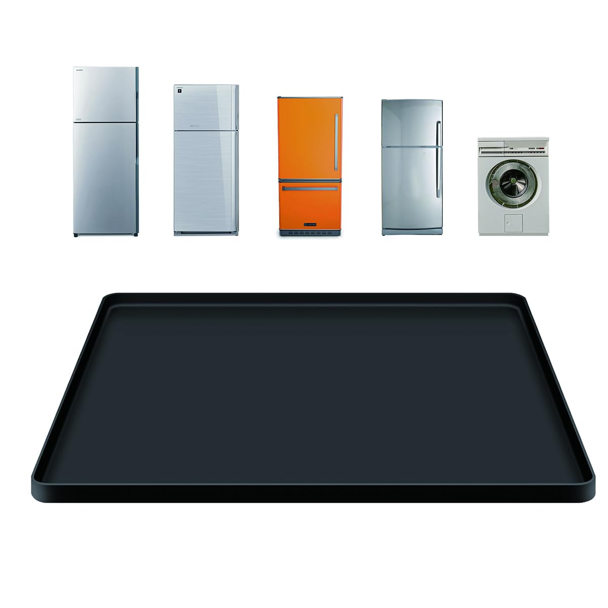 Mini Fridge Silicone Mat with Raised Edges, 24''x24''x0.6'', Refrigerator Floor Protector Mat, Under Sink Mat,Under Refrigerator Mat Mini Fridge Drip Pan Prevents Appliance Leakage Water Spills