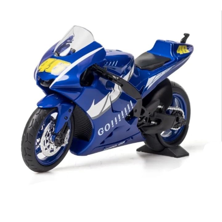 Image of FEXXA Police Motorcycle Toy - Pull Back Motorcycle Toys, Tiny Gift with Music Lighting, Latte Motorcycles Toy for Kids Boys Age 3-8 Year Old [NEW] (1.12 YAHAMA Moto GP Gavin Bike-Blue)