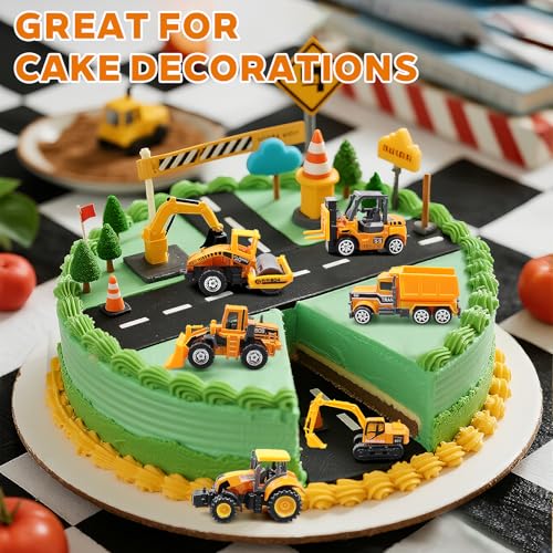 AtomDream Tech 6 Pack Diecast Construction Vehicle Toys – Mini Construction Truck Set with Excavator, Dump Truck, Bulldozer & Mixer for Boys Girls Ages 3+, Birthday Party Favors & Goodie Bag Stuffers - image 5