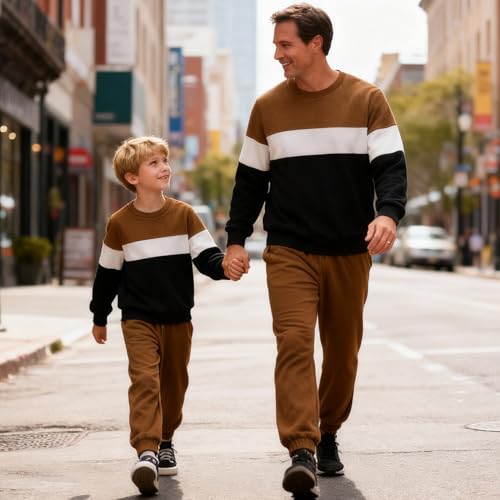 Image of Kid Toddler Boy Clothes Color Block Sweatshirt and Casual Pants 2Pcs Boys Fall Winter Outfits 1-5T