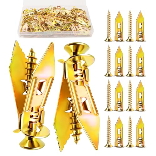 Soyoyora 164 PCS Drywall Self Drilling Anchors with Screws Kit Plasterboard Fixings and Wall Plugs No Drill and Holes in Wall for Fixing Patio Furniture Curtains Calligraphy Wall Cabinets