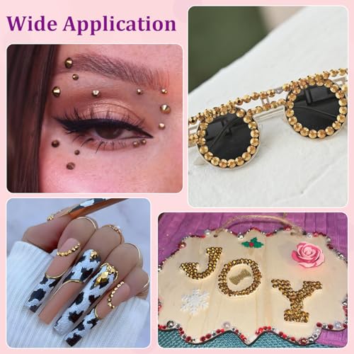 Image of 25000Pcs Resin Rhinestones for Crafting, Gold 2-6mm Mixed Sizes Non Hotfix Flatback Gems, Bedazzling Crystal for DIY Crafts Clothing Tumblers Mugs Shoes Fabric Nail Art
