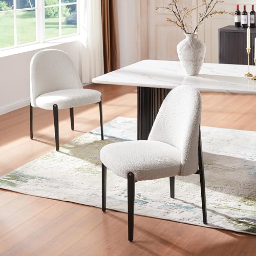 Morden Fort White Boucle Dining Chairs Set of 2