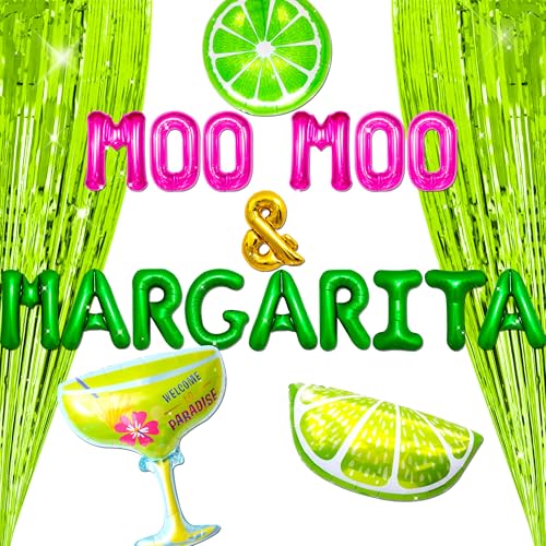 Moo Moo and Margarita Balloon Banner Margarita Birthday Party Fiesta Party Decorations Margs and Matrimony Theme Party Decorations
