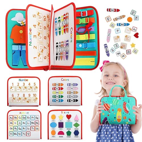 LURNODY Busy Board Toddler,Tablero Sensorial Montessori Activity Board,PortáTil Tablero Activity,Juguetes Regalos para Niños NiñAs Cumpleaños Navidad