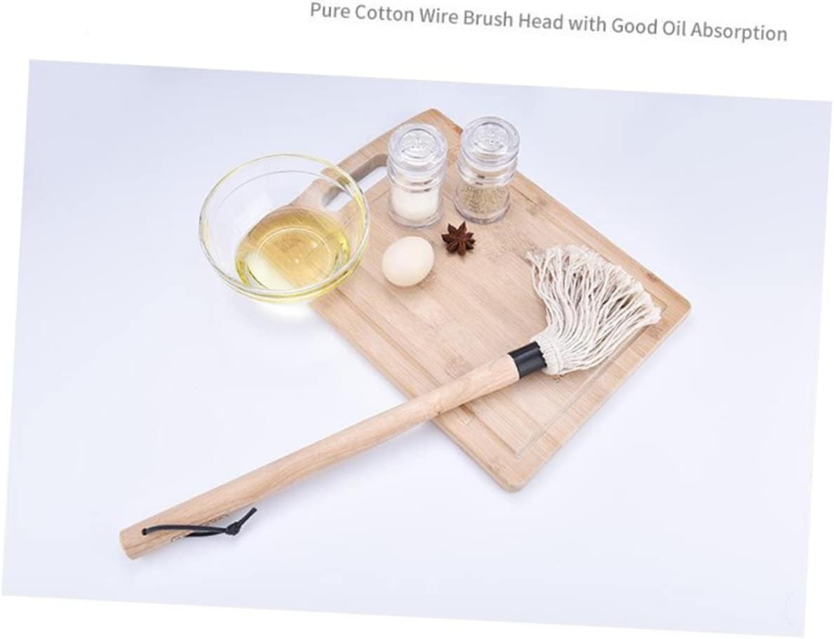 SUPVOX 2pcs Large Scale Barbecue Brush Cotton Thread Oil Brush for BBQ Grilling Easy Replacement Head Heatproof Handle for Steak Chicken and Fish