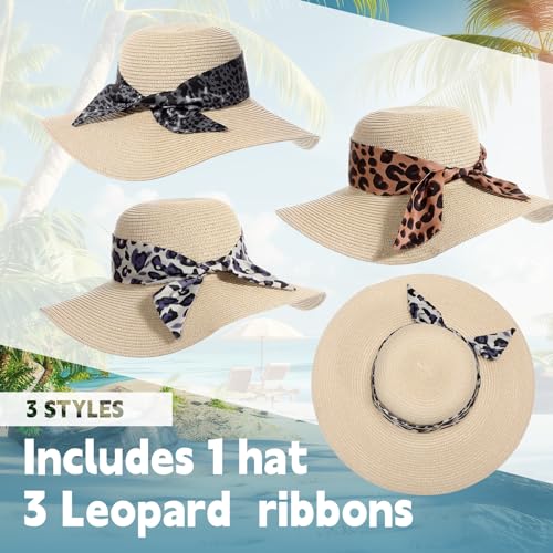Sombrero de playa mujer de paja con 3 bandas y ala ancha miniatura 6