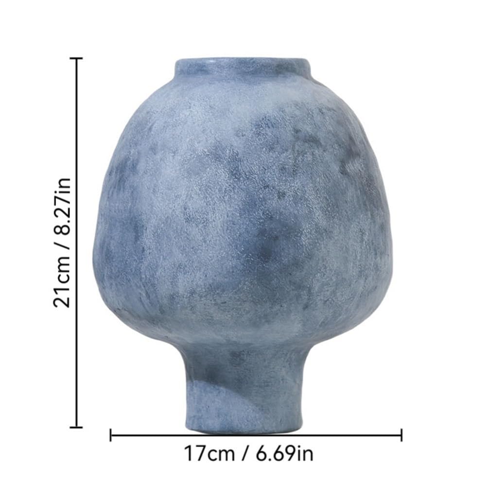 Nowoczesny wystrój domu Jednolity Kolor Retro Ceramiczny Wazon Salon Biurko Dekoracyjne Ozdoby Mebel Gabinet Biuro Prosta Aranżacja Kwiatów(Blue)