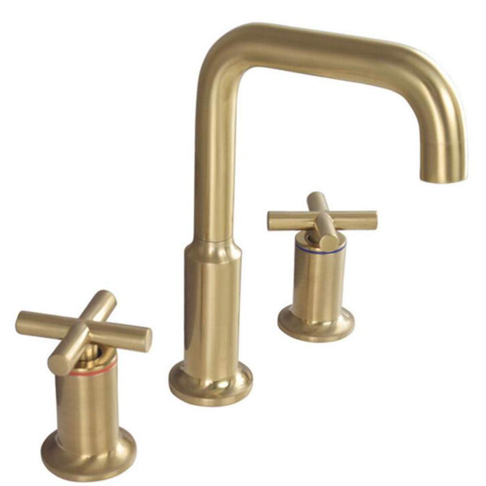 VDOQTLJT Bathroom Sink Faucet 3 Hole Brushed Gold Brass Hot and Cold Split Type Faucets for 8 Inch