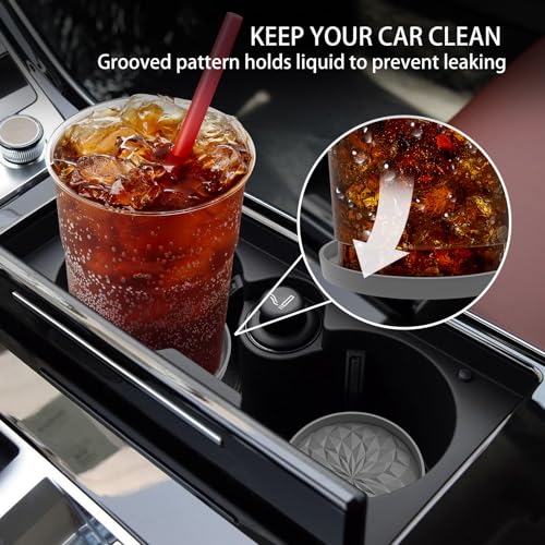 Image of ME.FAN Car Coasters for Cup Holders [4 Pack] - 2.75In Silicone Auto Mug Mats - Universal Non-Slip Recessed Car Interior AccessoriesDeep Grey