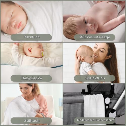 GLLQUEN 6er Pack Musselintücher Baby 70x70 Spucktücher aus Baumwolle – Ansicht 3