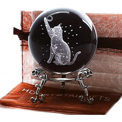 ZEERSHEE 3D Cat Crystal Ball with Stand Cover