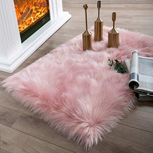Carpette Moelleuse Rose 60 x 110 cm Tapis de Chevet, Fluffy Soft ...