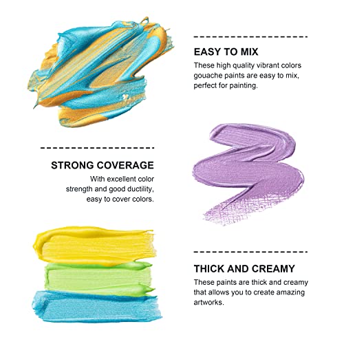 Himi Metallic Gouache Paints Set, 18 Colors, 30G, 18 Us Fl Oz, X Alien Frens,Non Toxic Paint For Canvas And Paper, Art Supplies For Professionals, Students #TOP2