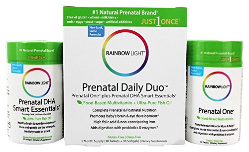Rainbow Light - Prenatal Daily Duo, Prenatal One and Prenatal DHA 30 Tablets and 30 Softgels, 1 Month Supply Rainbow Light - Prenatal Daily Duo, Prenatal One and Prenatal DHA 30 Tablets and 30 Softgels, 1 Month Supply