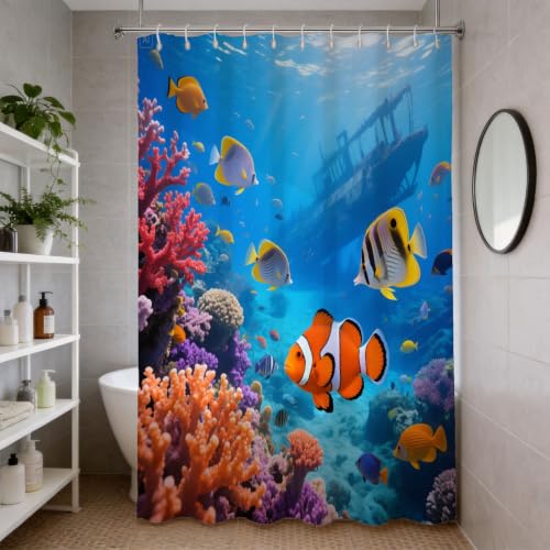 Rideau de douche 200x200 poissons tropicaux imperméable en polyester - 4