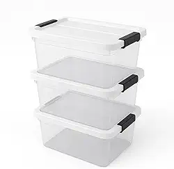 Kit 3 Caixas Organizadoras Transparente 15 L com Tampa e Travas Laterais Empilhável para Casa e Escritório (3)