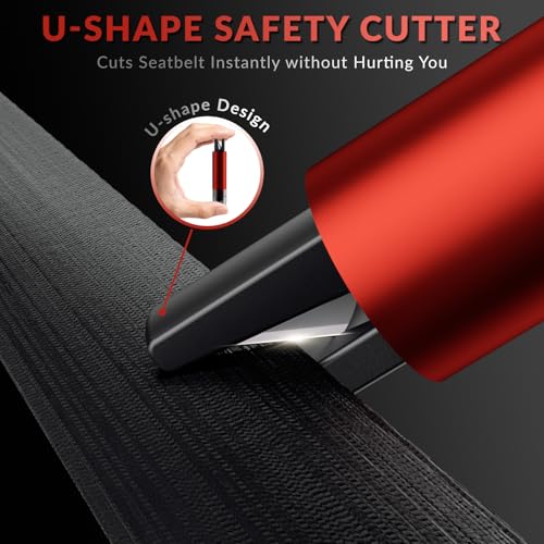 Image of 4 Pack Emergency Window Breaker Seatbelt Cutter, Safety Hammer Glass Breaker and Seat Belt Cutter Under Water Escape Tool Safety Hammer for Car & Outdoor with Test Glass