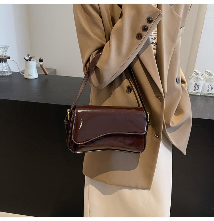 Image of Shoulder Bags for Women Y2K Purse Trendy Cherry Hobo Handbags Vegan Leather Clutch Saddle Bag with 2 Removable Strap