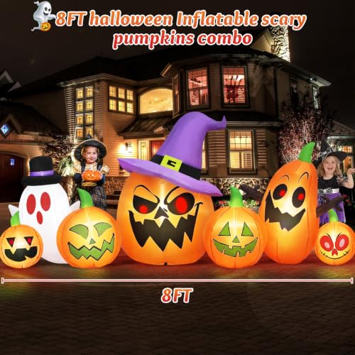 Image of Danxilu 8FT Long Halloween Inflatables Spooky Pumpkin Outdoor Decoration