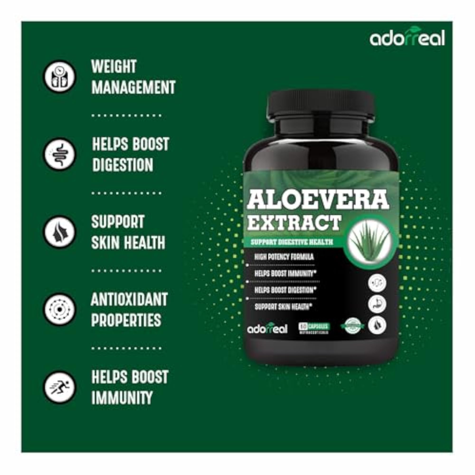 Adorreal Aloevera Capsules, 60 Count