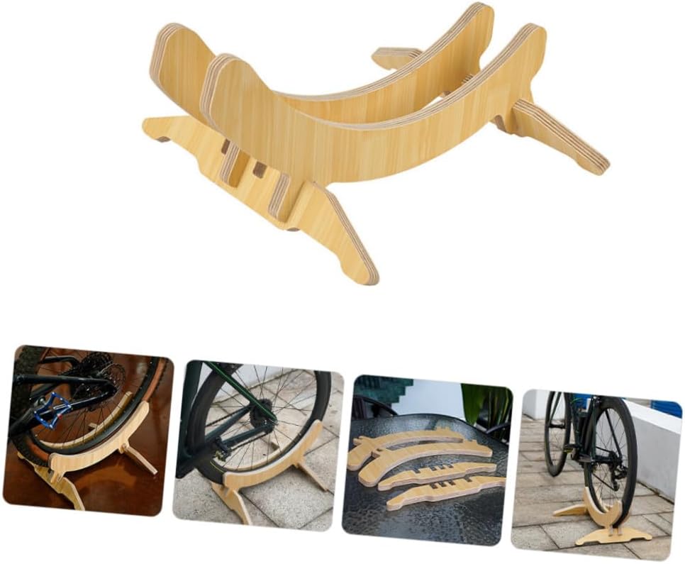 Kisangel Professional Bike Rack Wooden Parking Stand Truing Stand for Mountain Bikes Long-term Use