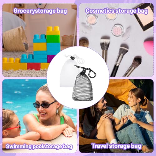 Image of Nogeqi 6 Pcs Small Mesh Bags Drawstring, Mini Mesh Bags with Cord Lock, Mini Meshs Bag Drawstring Pouch for Travel and Storage, Lightweight Nylon, 6 x 4 Inch (Black, White)