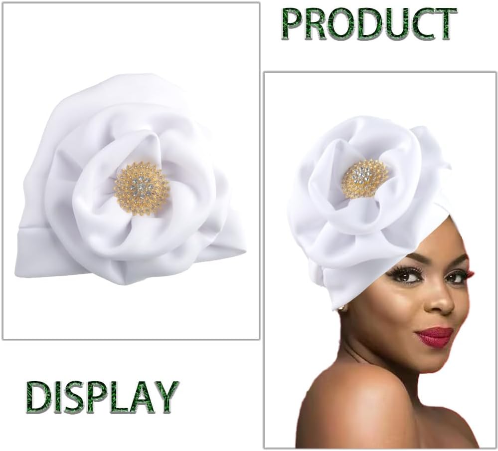Elegant Floral Turban Head Wrap Crystal Brooch Detail Church Wedding Party Headpiece image 2