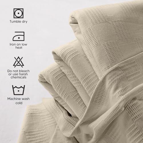 Image of Utopia Bedding 100% Cotton Thermal Blanket Khaki Throw, 50x60 Inches