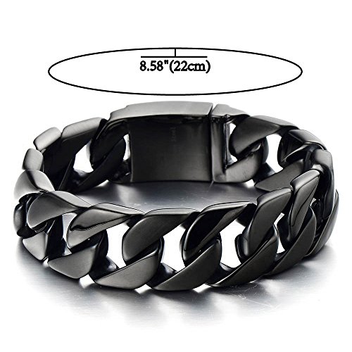 COOLSTEELANDBEYOND Masculine Mens Stainless Steel Large Curb Chain Link Bracelet4