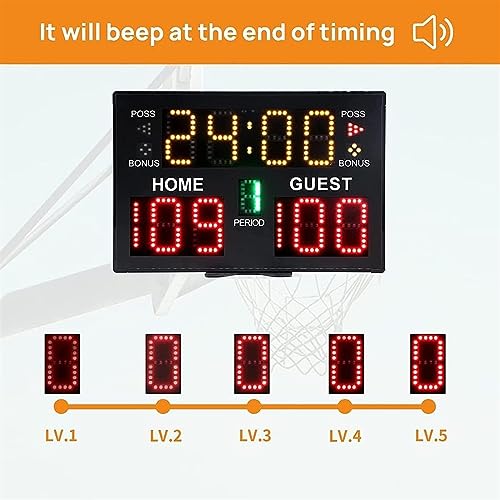 Marcador digital LED para baloncesto con control remoto miniatura 5