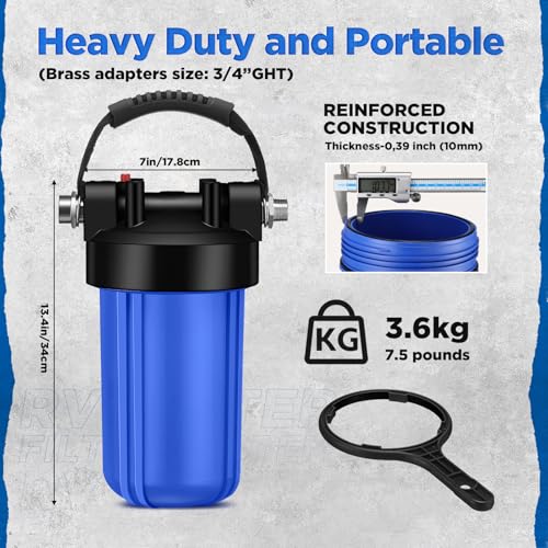 Image of VIHOSE RV Water Filter System, Anti-Clog Water Filter for 25K Gallons with One-Piece 6-Stage Filtration, Removes Sediments, VOCs, Heavy Metals, Bad Taste, Odor