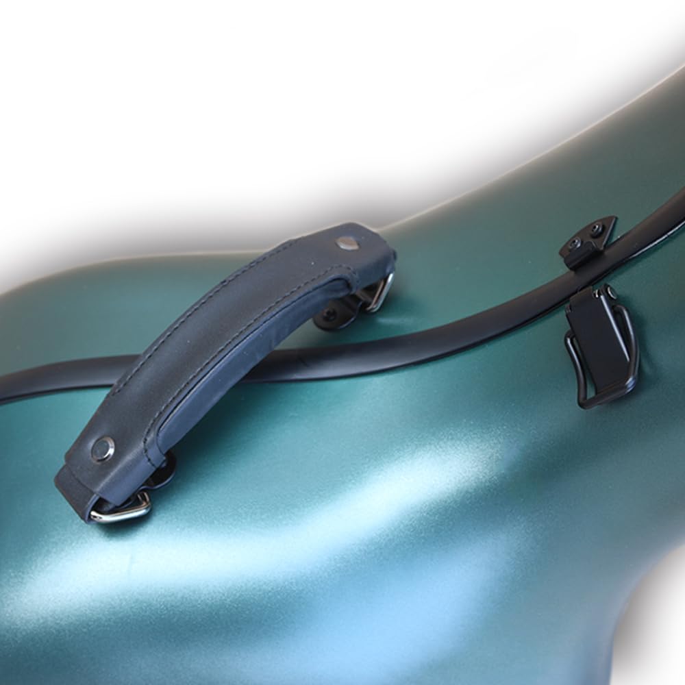 Colorful Advance - Custodia per violoncello 4/4, in fibra di carbonio, con ruote, resistente, verde scuro, Verde scuro
