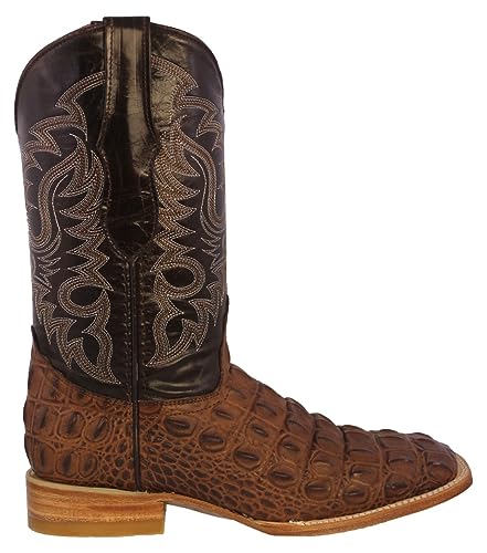 Texas Legacy Mens Brown Western Leather Cowboy Boots Crocodile Back Print Square4