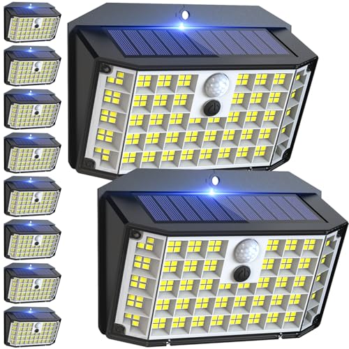 CLAONER Solar Motion Lights Outdoor 176 LED 10 Pack, Cool