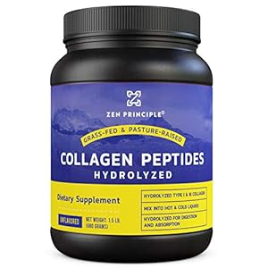 Zen Principle Grass-Fed Collagen Peptides 1.5 lb. Anti-Aging Hydrolyzed Protein Powder for Healthy Hair, Skin, Joints & Nails. Paleo and Keto Friendly, GMO and Gluten Free, Pasture-Raised Bovine.