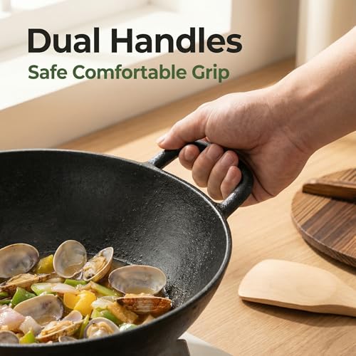 Set de hierro fundido wok 14" y sartén 10" miniatura 4