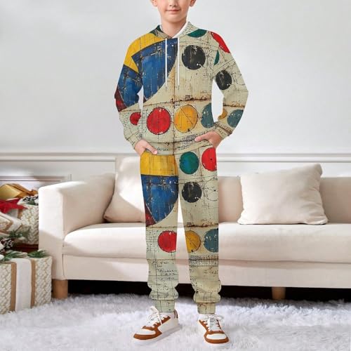 Boy's Girl's 2 Piece Outfits Graphic Sweatshirt Kid Long Sleeve Hoodie Set, Math Formula Art3