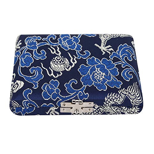 Boite de roseau pour hautbois, housse en bois + tissu de soie contre l'humidité(Bleu)