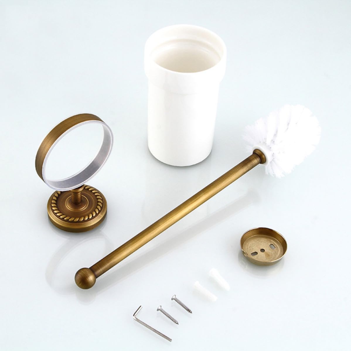 Spazzola per Wc Supporto, Manico, Set Bagno Bianco