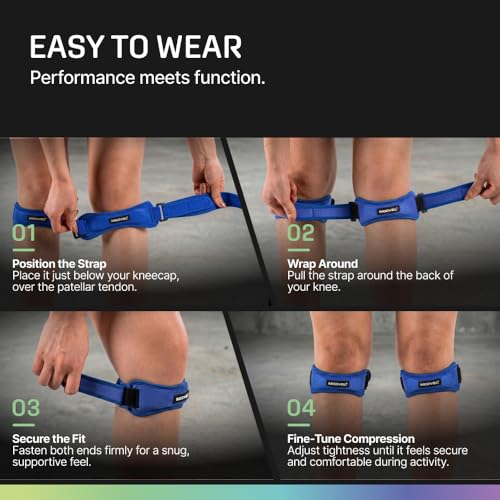 Image of Modvel Knee Strap Patella Tendon Support Brace Band, One Size, 2-Pack | Adjustable patellar tendon support strap reduces pressure on the patella; works as a knee strap, patella band and brace
