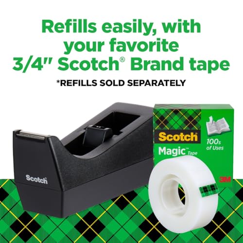 Scotch C-38 Desktop Tape Dispenser, Black, 1-Inch Core, Weighted Non-Skid Base - image 7
